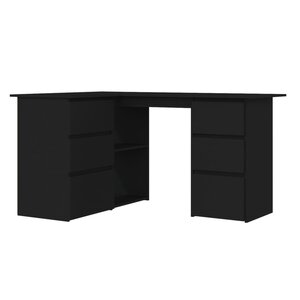 vidaXL Bureau d'angle Noir 145x100x76 cm Bois d'ingénierie