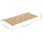 vidaXL Banc de jardin avec coussin beige 120 cm Bois de teck massif