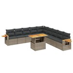 vidaXL Salon de jardin 11 Pièces avec coussins gris résine tressée