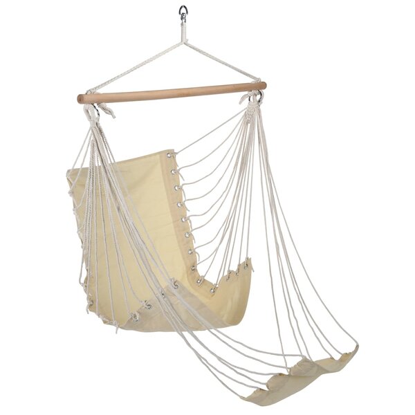 HI Chaise hamac avec repose-pieds Beige Toile de coton