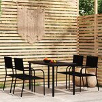 vidaXL Ensemble à manger de jardin 5 Pièces Noir