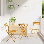 vidaXL Ensemble bistro pliant 3 Pièces Moutarde Acier