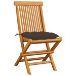 vidaXL Chaises de jardin et coussins taupe lot de 4 Bois teck massif