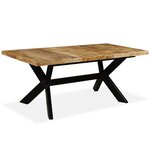 vidaXL Table à manger Bois de manguier massif et croix en acier 180 cm