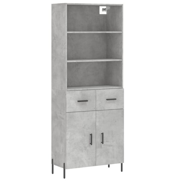 vidaXL Buffet haut Gris béton 69 5x34x180 cm Bois d'ingénierie