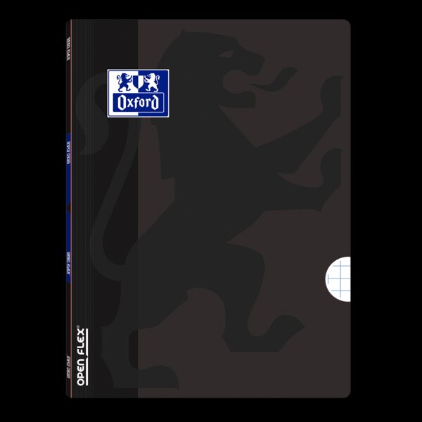 LOT de 10 Cahier agrafé Oxford School Openflex A4 - Couverture en plastique robuste - Grille 5x5 avec 2 marges - 48 feuilles de haute qualité - Couleur noire