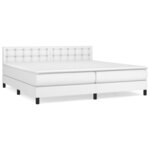 vidaXL Sommier à lattes de lit avec matelas Blanc 200x200cm Similicuir