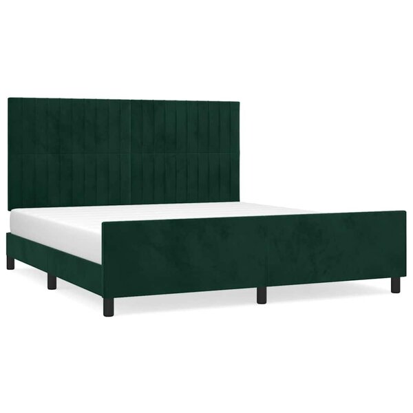 vidaXL Cadre de lit sans matelas vert foncé 160x200 cm velours