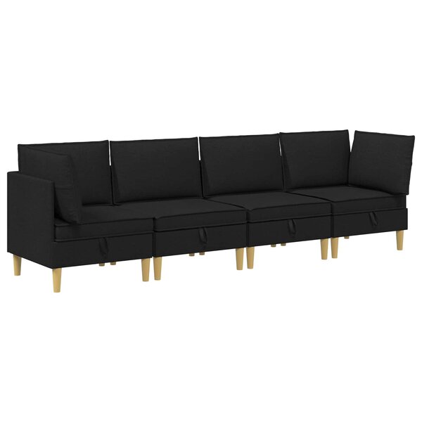 vidaXL Canapé modulaire avec rangement 4 Pièces Noir Tissu