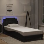 vidaXL Cadre de lit avec lumières LED noir 90x200 cm similicuir