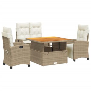 vidaXL Ensemble à manger de jardin coussins 4 Pièces beige résine tressée
