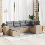 vidaXL Salon de jardin avec coussins 6 Pièces beige résine tressée