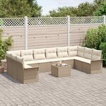 vidaXL Ensemble de canapé de jardin 11 Pièces Marron Poly rotin