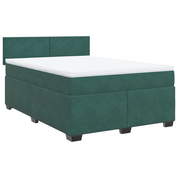 vidaXL Sommier à lattes de lit et matelas Vert foncé 140x200cm Velours