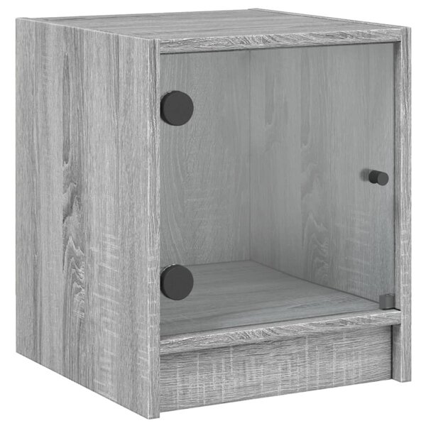 vidaXL Table de chevet avec porte en verre sonoma gris 35x37x42 cm