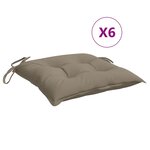 vidaXL Coussins de chaise lot de 6 taupe 40x40x7 cm tissu oxford