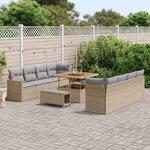 vidaXL Ensemble de canapé de jardin 11 Pièces Beige polyrotin