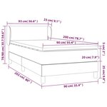 vidaXL Sommier à lattes de lit avec matelas Noir 90x200 cm Velours