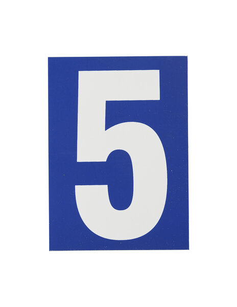 THIRARD - Plaque de signalisation 5  marquage blanc sur fond bleu  panneau PVC adhésif  65x90mm