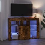 vidaXL Meuble TV LED d'Angle Montage mural Chêne fumé 105 x 40 x 68 cm