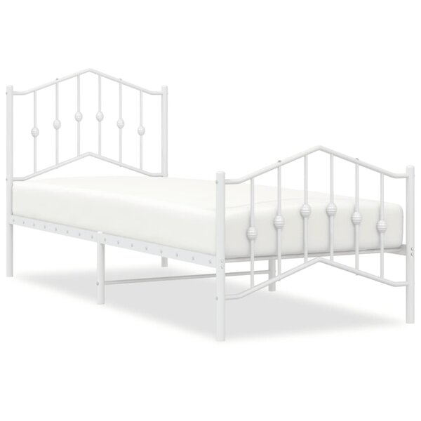 vidaXL Cadre de lit métal avec tête de lit/pied de lit blanc 80x200 cm