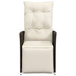 vidaXL Chaise inclinable de jardin avec coussins marron résine tressée