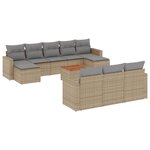 vidaXL Salon de jardin et coussins 11 Pièces mélange beige résine tressée