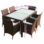 vidaXL Ensemble à manger d'extérieur 7 Pièces et coussins Résine tressée