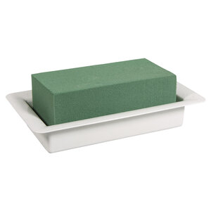 Coupelle avec mousse pour piquer les fleurs 18x10x5 7 cm