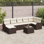 vidaXL Ensemble de canapé de jardin avec coussin 8 Pièces Marron et crème