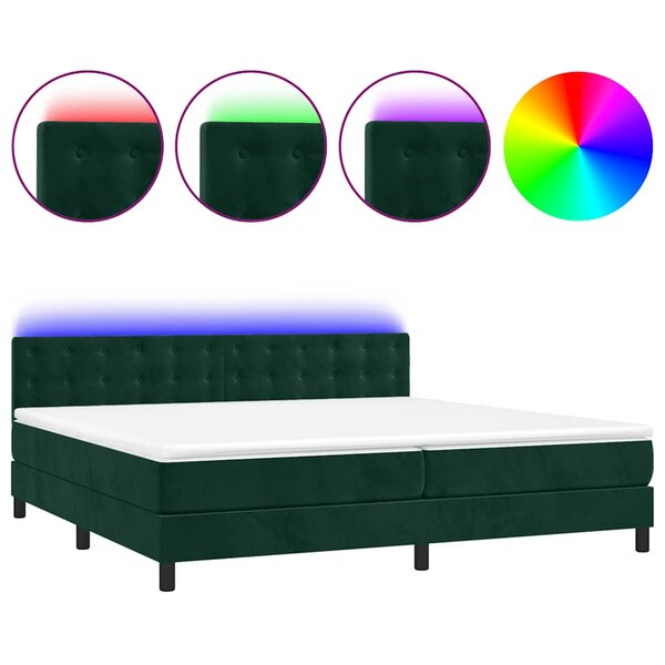 vidaXL Sommier à lattes de lit matelas et LED Vert foncé 200x200 cm