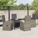 vidaXL Ensemble de salle à manger pour jardin 5 Pièces Gris polyrotin