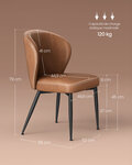 Chaise de salle à manger lot de 2 chaise de cuisine tapissée pu avec coutures moderne mi-siècle salon salle de réception restaurant marron 12_0005350