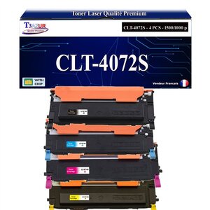 T3AZUR - 4x Toners compatibles avec Samsung CLT-4072S pour Samsung CLP-320 CLP-320N CLP-321 CLP-325 CLP-325W CLP-326