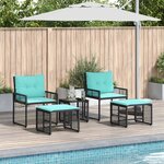 vidaXL Ensemble de meubles d'extérieur 5 Pièces Noir et turquoise