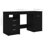 vidaXL Bureau Noir 140x50x76 cm Bois d’ingénierie