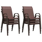 vidaXL Chaises empilables de jardin lot de 6 Marron Tissu textilène