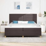 vidaXL Lit à ressorts avec matelas Marron foncé 200 x 200 cm tissu