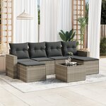 vidaXL Salon de jardin avec coussins 7 Pièces gris clair résine tressée