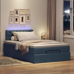 vidaXL Lit ottoman avec matelas et LED Bleu 120x200 cm Tissu