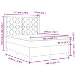 Lit à ressort vidaXL avec matelas gris clair 140x200 cm en tissu