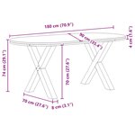 vidaXL Table à manger marron clair bois de chêne massif ovale