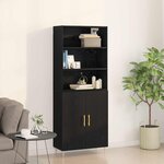 vidaXL Haut Armoire Montage mural 2 Pièces Chêne noir 70 x 34 x 180 cm