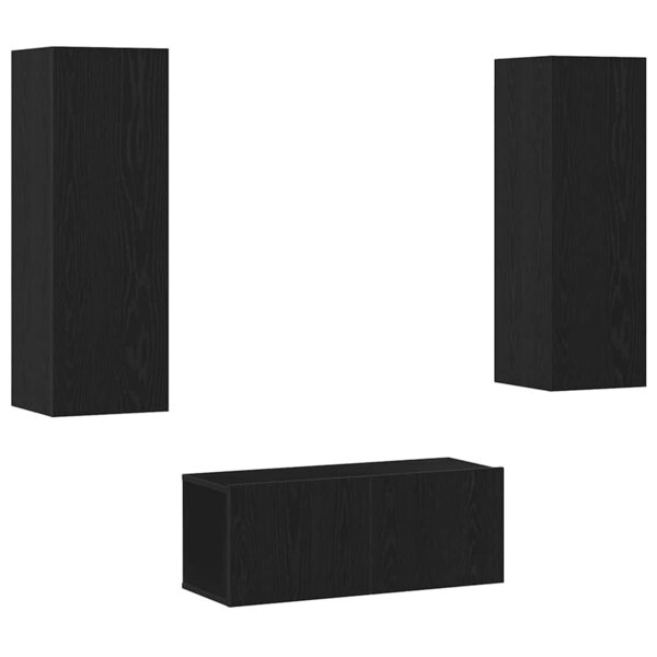 vidaXL Meuble TV mural en bois noir d'ingénierie imitation chêne