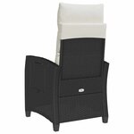 vidaXL Chaise de jardin inclinable avec table d'appoint noir polyrotin