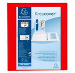 Classeur personnalisable Kreacover A4 Maxi 4 Ax Diam 40mm Dos 60 mm Rouge EXACOMPTA
