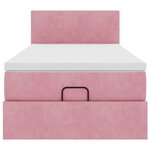 vidaXL Cadre de lit ottoman avec matelas rose 100x200 cm velours