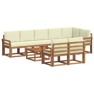 vidaXL Ensemble de canapés d'extérieur 9 pc Naturel et Crème