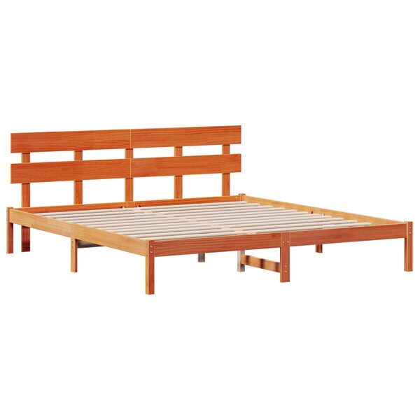 vidaXL Cadre de lit avec tête de lit marron ciré 180x200 cm en bois massif
