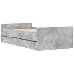 vidaXL Cadre de lit avec tiroirs sans matelas gris béton 90x200 cm